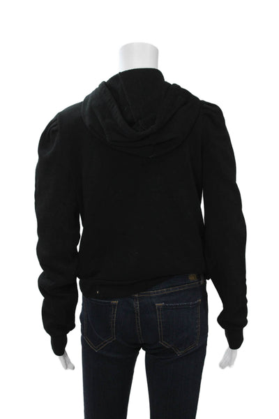 Z Supply Women Pullover Hoodie Black Drawstring Cotton Rayon Long Sleeve Size M