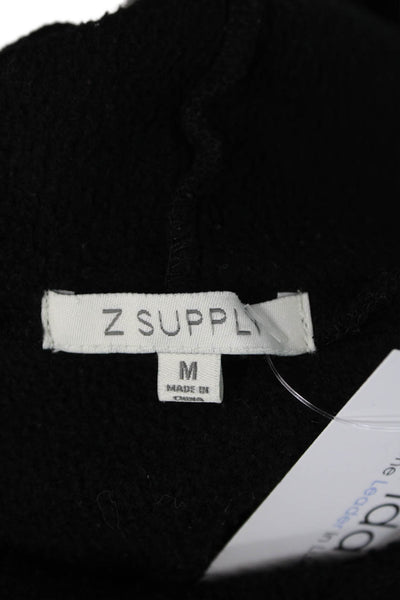 Z Supply Women Pullover Hoodie Black Drawstring Cotton Rayon Long Sleeve Size M
