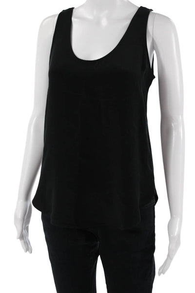 J Crew Women Basic Sleeveless Tank Black Round Neck Size 0