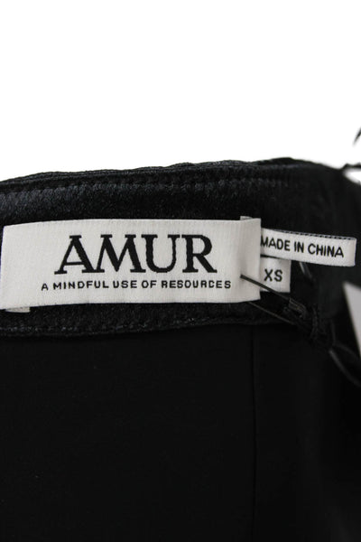 AMUR Womens Cropped Sleeveless Button Black Top Recycled Polyester Size XS