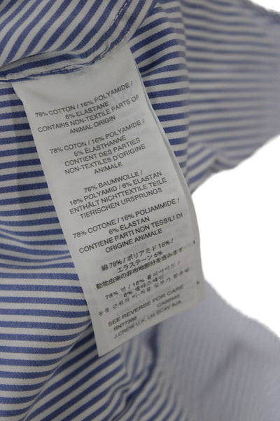 J Crew Womens Striped Blue Collared Buttonup Long Sleeve Cotton Top Size 2