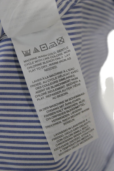 J Crew Womens Striped Blue Collared Buttonup Long Sleeve Cotton Top Size 2