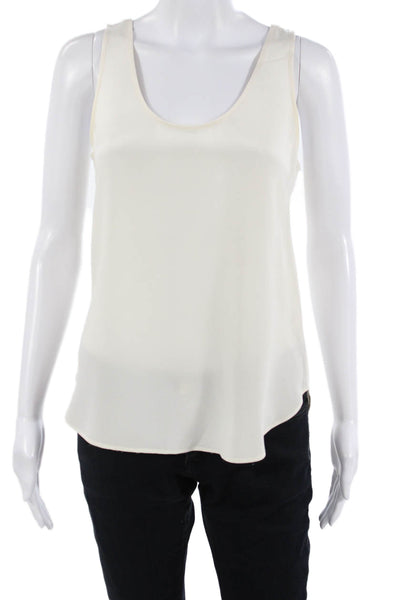 J Crew Women Silk Sleeveless Round Neck Basic Tank White Size 0