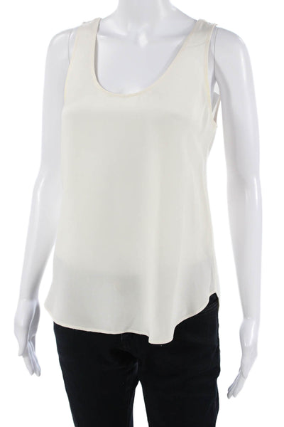 J Crew Women Silk Sleeveless Round Neck Basic Tank White Size 0