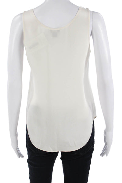 J Crew Women Silk Sleeveless Round Neck Basic Tank White Size 0