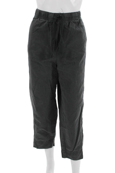 Zara Unisex Cropped Jogger Pants Dark Gray Drawstring Cotton Army Size L