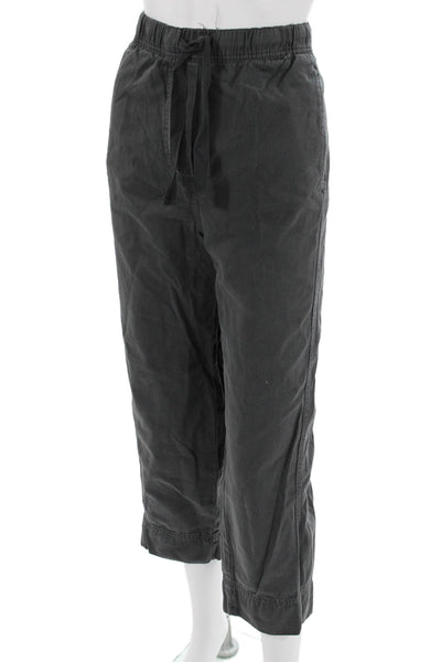 Zara Unisex Cropped Jogger Pants Dark Gray Drawstring Cotton Army Size L