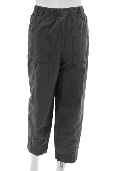 Zara Unisex Cropped Jogger Pants Dark Gray Drawstring Cotton Army Size L