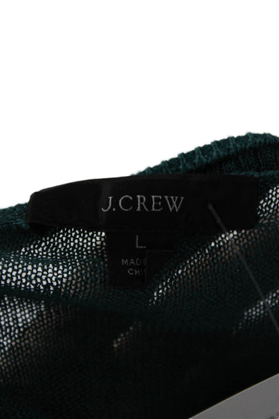 J Crew Unisex Green Linen Pullover Sweater Long Sleeve Round Neck Size L