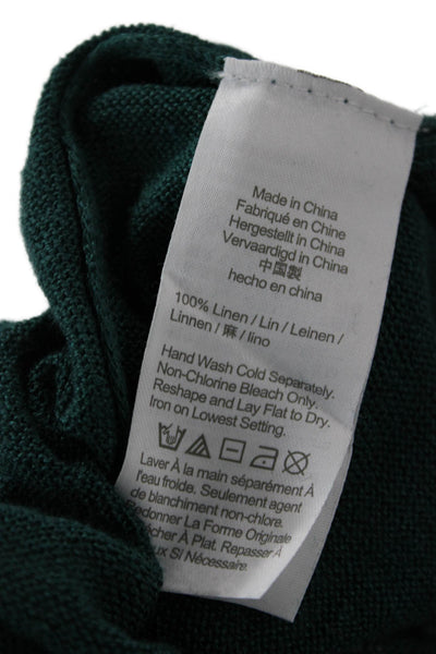 J Crew Unisex Green Linen Pullover Sweater Long Sleeve Round Neck Size L