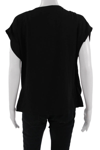 Zara Women Tunic Blouse Black V Neck Sleeveless Size XL