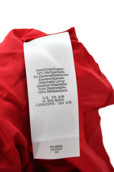 DKNY Womens Sheath Dress Red Silk Blend Sleeveless Short Designer Size 2