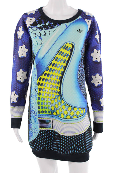 Mary Katrantzou Women Sweater Dress Black Long Sleeve Crew Neck Size 2