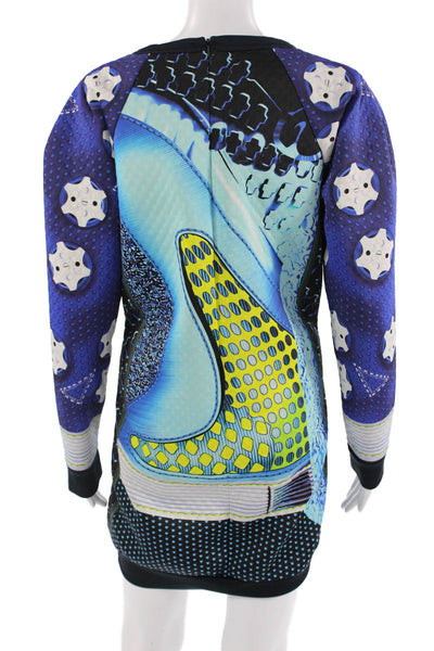 Mary Katrantzou Women Sweater Dress Black Long Sleeve Crew Neck Size 2