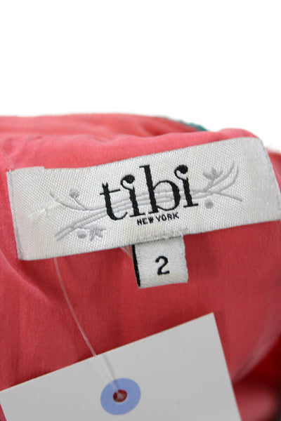 Tibi Women Pink Geometric Aztec V-Neck Sleeveless Shift Dress Zip Size 2
