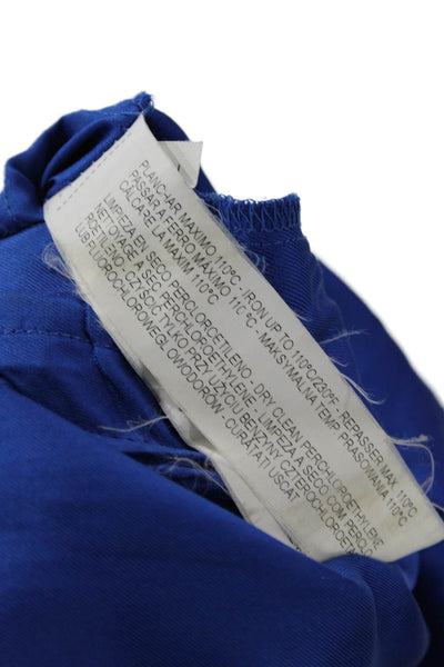 Zara Women Blue Silk Keyhole Jumpsuit Short 3/4 Sleeve Solid Size M