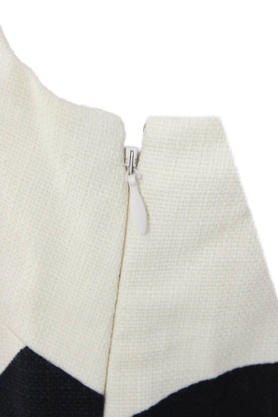 J Crew Women Slip Dress Beige Geometric V-Neck Sleeveless Zip Cotton Size 2