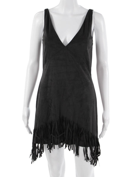 Zara Women Mini Tank Dress Black V-Neck Sleeveless Bohemian Size S