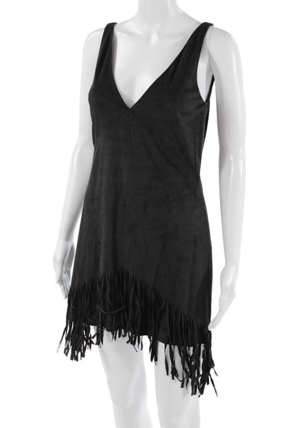 Zara Women Mini Tank Dress Black V-Neck Sleeveless Bohemian Size S