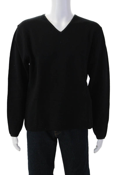 Banana Republic Mens Pullover V-Neck 100% Wool Black Sweater Size XL