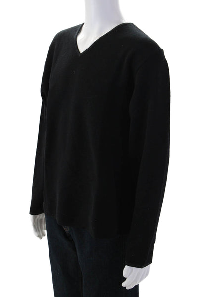 Banana Republic Mens Pullover V-Neck 100% Wool Black Sweater Size XL