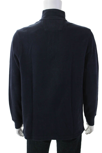 Black Brown 1826 Mens Dark Blue Mock Neck Zip Sweatshirt Cotton Size L