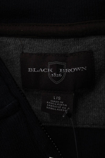 Black Brown 1826 Mens Dark Blue Mock Neck Zip Sweatshirt Cotton Size L