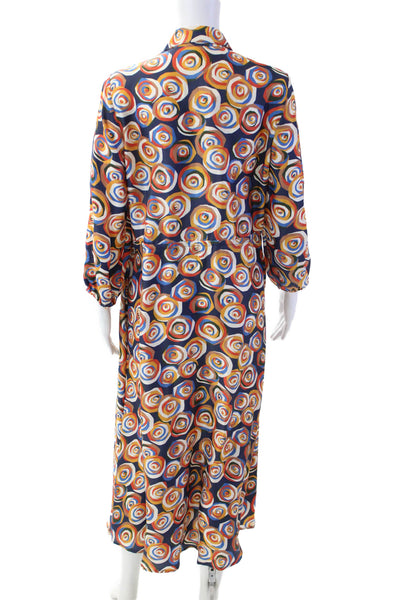 J. Mclaughlin Womens Shirt Dress Dark Blue Geometric Long Sleeve Size S