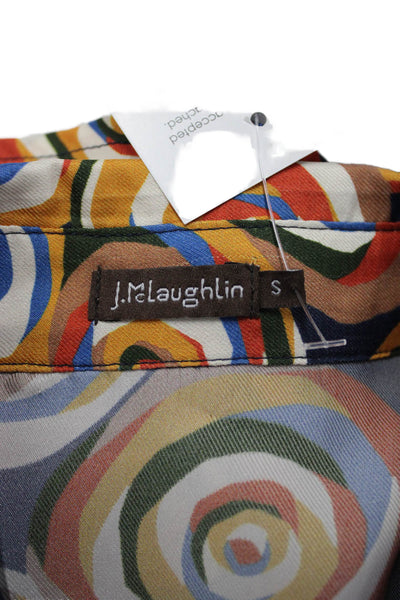 J. Mclaughlin Womens Shirt Dress Dark Blue Geometric Long Sleeve Size S