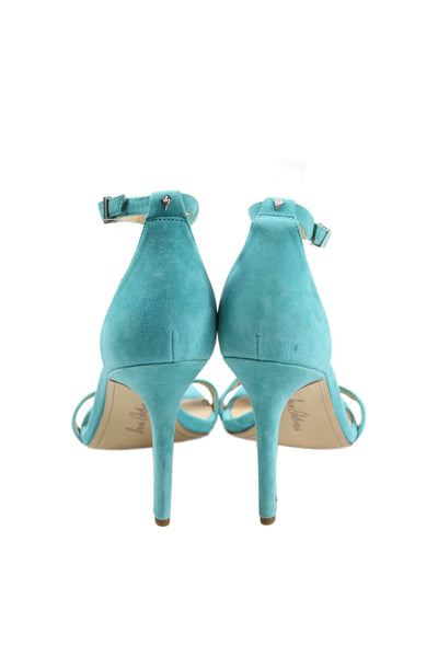 Sam Edelman Women's Open Toe Suede Stiletto Sandals Blue Size 10