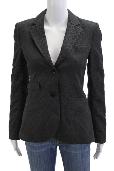 Theory Womens Embroidered Two Button Long Sleeve Lined Blazer Black Size 4