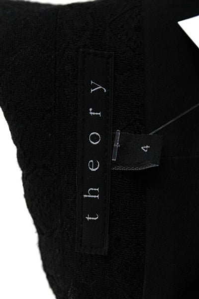 Theory Womens Embroidered Two Button Long Sleeve Lined Blazer Black Size 4