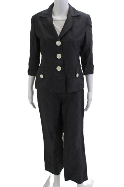 Lafayette 148 New York Womens Long Sleeve Blazer Pants Suit Set Navy Size 2