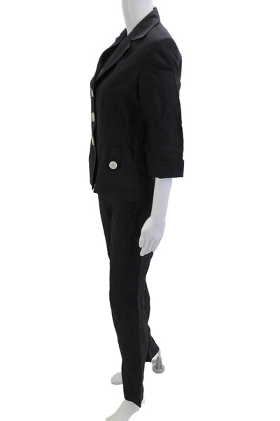 Lafayette 148 New York Womens Long Sleeve Blazer Pants Suit Set Navy Size 2