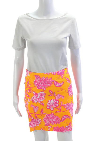 Gretchen Scott Women Straight Pencil Floral Orange Skort Size XS