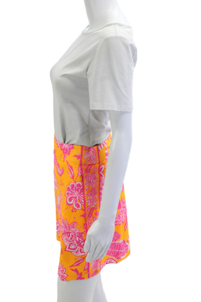 Gretchen Scott Women Straight Pencil Floral Orange Skort Size XS