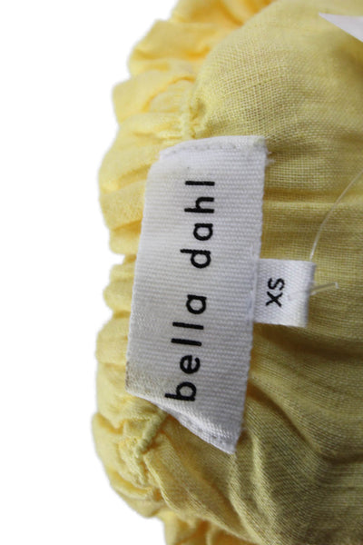 Bella Dahl Womens Blouson Sundress Yellow Linen Short Sleeve Drawstring Size XS