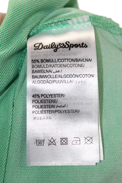 Daily Sports Womens Sleeveless Mock Neck Basic Tank Green Zip Size S