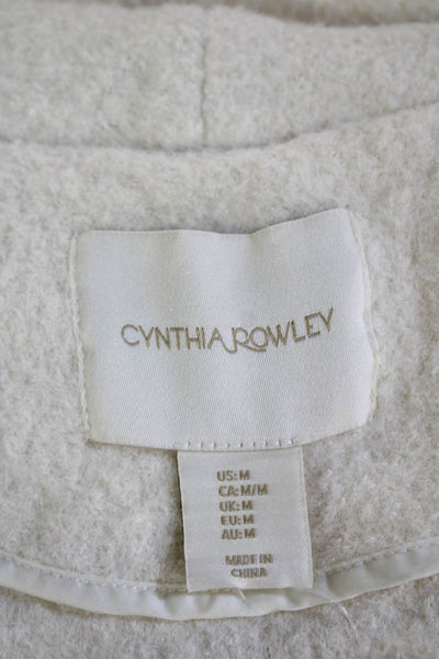 Cynthia Rowley Womens Beige Classic Coatigan Long Sleeve Wool Blend Size M