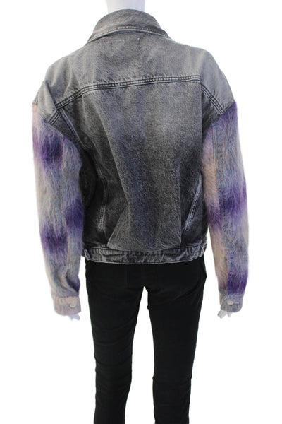 Icon Denim Womens Dark Gray Cotton Button Longsleeve Grunge Jacket Size M