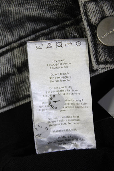 Icon Denim Womens Dark Gray Cotton Button Longsleeve Grunge Jacket Size M