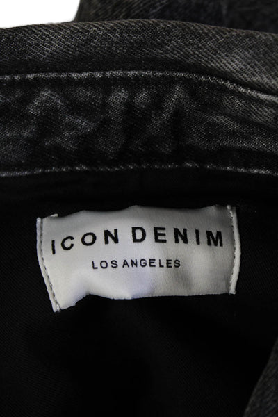 Icon Denim Womens Dark Gray Cotton Button Longsleeve Grunge Jacket Size M