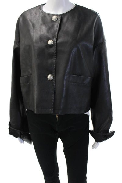 Lioness Womens Bomber Jacket Black Viscose Polyester Long Sleeve Size M