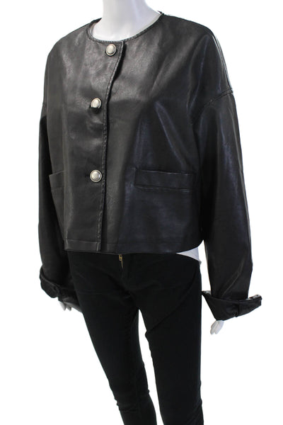Lioness Womens Bomber Jacket Black Viscose Polyester Long Sleeve Size M