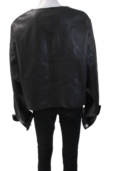Lioness Womens Bomber Jacket Black Viscose Polyester Long Sleeve Size M