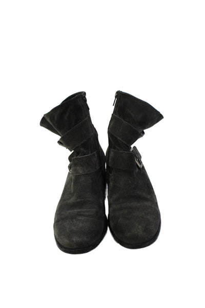 Paul Green Women's Suede Leather Zip Closure Ankle Boots Black Size 6