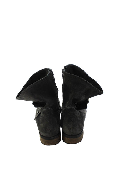 Paul Green Women's Suede Leather Zip Closure Ankle Boots Black Size 6