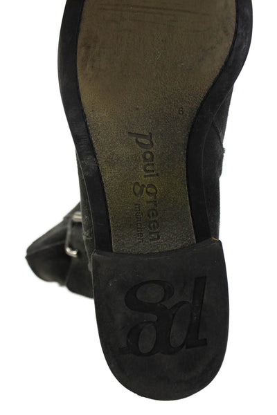 Paul Green Women's Suede Leather Zip Closure Ankle Boots Black Size 6