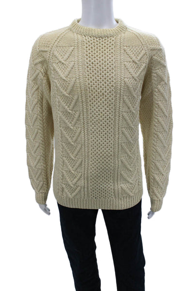 Carden Man Mens Pullover Sweater Beige Crew Neck Pure Wool Size L