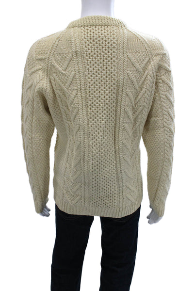 Carden Man Mens Pullover Sweater Beige Crew Neck Pure Wool Size L
